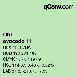 Code couleur: Obi - avocado 11 | qconv.com