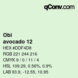 颜色代码: Obi - avocado 12 | qconv.com