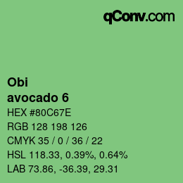 颜色代码: Obi - avocado 6 | qconv.com