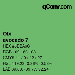颜色代码: Obi - avocado 7 | qconv.com