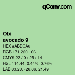 Color code: Obi - avocado 9 | qconv.com