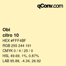 颜色代码: Obi - citro 10 | qconv.com