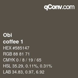 颜色代码: Obi - coffee 1 | qconv.com