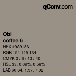 颜色代码: Obi - coffee 6 | qconv.com