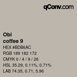 Código de color: Obi - coffee 9 | qconv.com