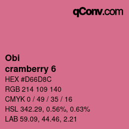 颜色代码: Obi - cramberry 6 | qconv.com