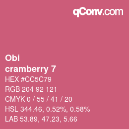 颜色代码: Obi - cramberry 7 | qconv.com