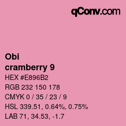 颜色代码: Obi - cramberry 9 | qconv.com
