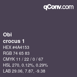 颜色代码: Obi - crocus 1 | qconv.com
