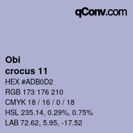 颜色代码: Obi - crocus 11 | qconv.com