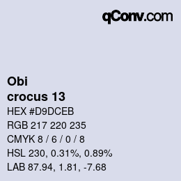 颜色代码: Obi - crocus 13 | qconv.com