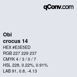 颜色代码: Obi - crocus 14 | qconv.com