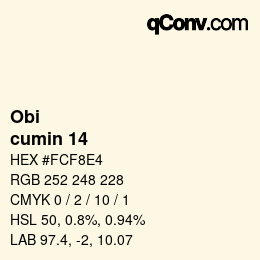 颜色代码: Obi - cumin 14 | qconv.com