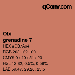 颜色代码: Obi - grenadine 7 | qconv.com