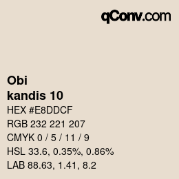 颜色代码: Obi - kandis 10 | qconv.com