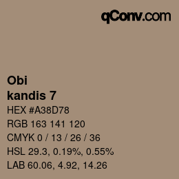 颜色代码: Obi - kandis 7 | qconv.com
