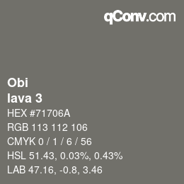 Code couleur: Obi - lava 3 | qconv.com