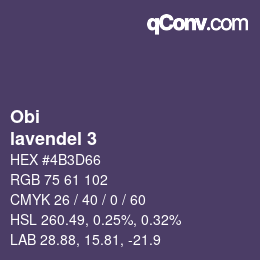 颜色代码: Obi - lavendel 3 | qconv.com