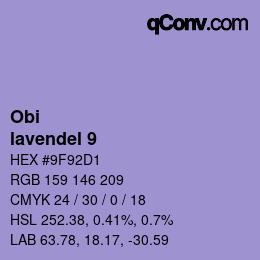 颜色代码: Obi - lavendel 9 | qconv.com