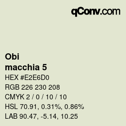 颜色代码: Obi - macchia 5 | qconv.com
