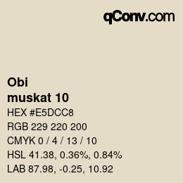 颜色代码: Obi - muskat 10 | qconv.com