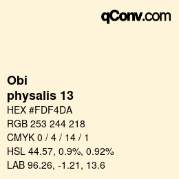 颜色代码: Obi - physalis 13 | qconv.com