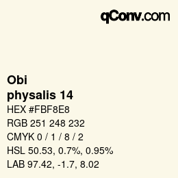 Code couleur: Obi - physalis 14 | qconv.com
