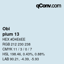 颜色代码: Obi - plum 13 | qconv.com