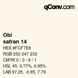 Color code: Obi - safran 14 | qconv.com