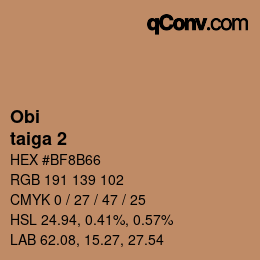 颜色代码: Obi - taiga 2 | qconv.com