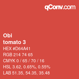 颜色代码: Obi - tomato 3 | qconv.com