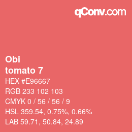 颜色代码: Obi - tomato 7 | qconv.com