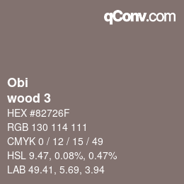 颜色代码: Obi - wood 3 | qconv.com