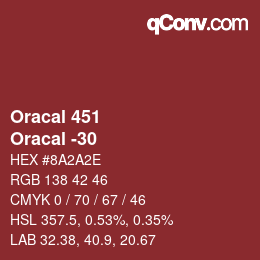 Código de color: Oracal 451 - Oracal -30 | qconv.com