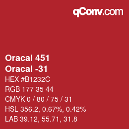 カラーコード: Oracal 451 - Oracal -31 | qconv.com