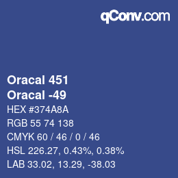 カラーコード: Oracal 451 - Oracal -49 | qconv.com