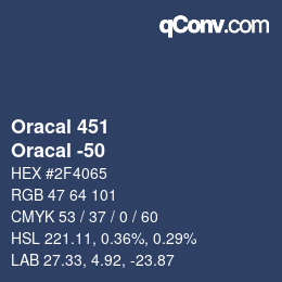 カラーコード: Oracal 451 - Oracal -50 | qconv.com