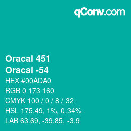 カラーコード: Oracal 451 - Oracal -54 | qconv.com