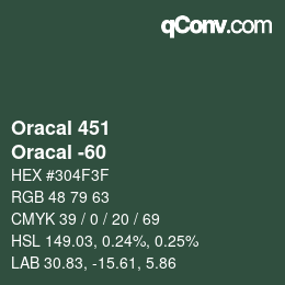 カラーコード: Oracal 451 - Oracal -60 | qconv.com