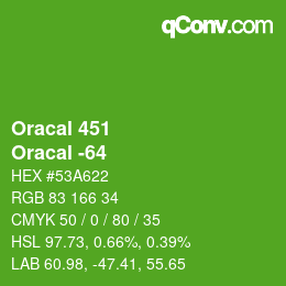 カラーコード: Oracal 451 - Oracal -64 | qconv.com