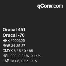 カラーコード: Oracal 451 - Oracal -70 | qconv.com