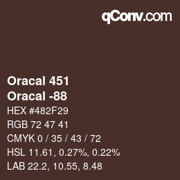 カラーコード: Oracal 451 - Oracal -88 | qconv.com