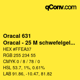 カラーコード: Oracal 631 - Oracal - 25 M schwefelgelb | qconv.com