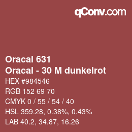 Farbcode: Oracal 631 - Oracal - 30 M dunkelrot | qconv.com