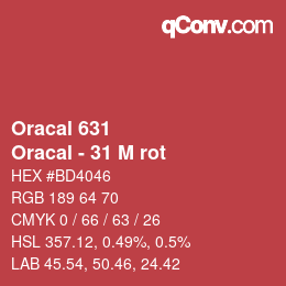 カラーコード: Oracal 631 - Oracal - 31 M rot | qconv.com