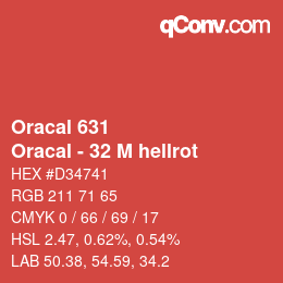 Code couleur: Oracal 631 - Oracal - 32 M hellrot | qconv.com