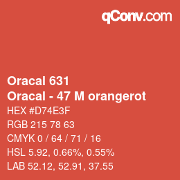 Farbcode: Oracal 631 - Oracal - 47 M orangerot | qconv.com