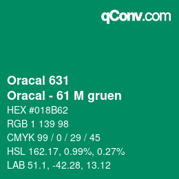 カラーコード: Oracal 631 - Oracal - 61 M gruen | qconv.com