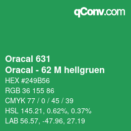 Farbcode: Oracal 631 - Oracal - 62 M hellgruen | qconv.com