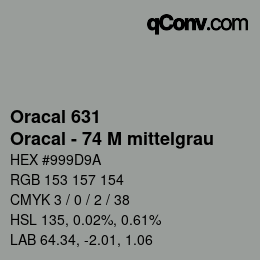 カラーコード: Oracal 631 - Oracal - 74 M mittelgrau | qconv.com